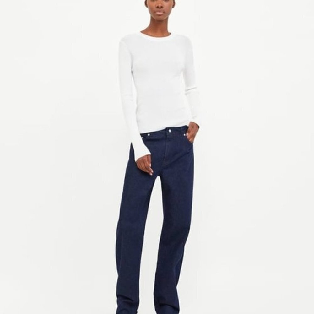 NEW Zara The Heritage Straight Leg Sunset Blue Dark Wash Jeans Size 4 - Picture 1 of 7